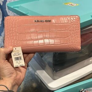 Michael Kors Coral Crocodile Embossed Wallet